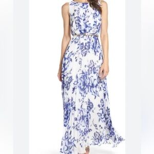 ELIZA J
Pleated Floral Chiffon Maxi Dress In Cobalt pit to pit 18.5 (mix4)